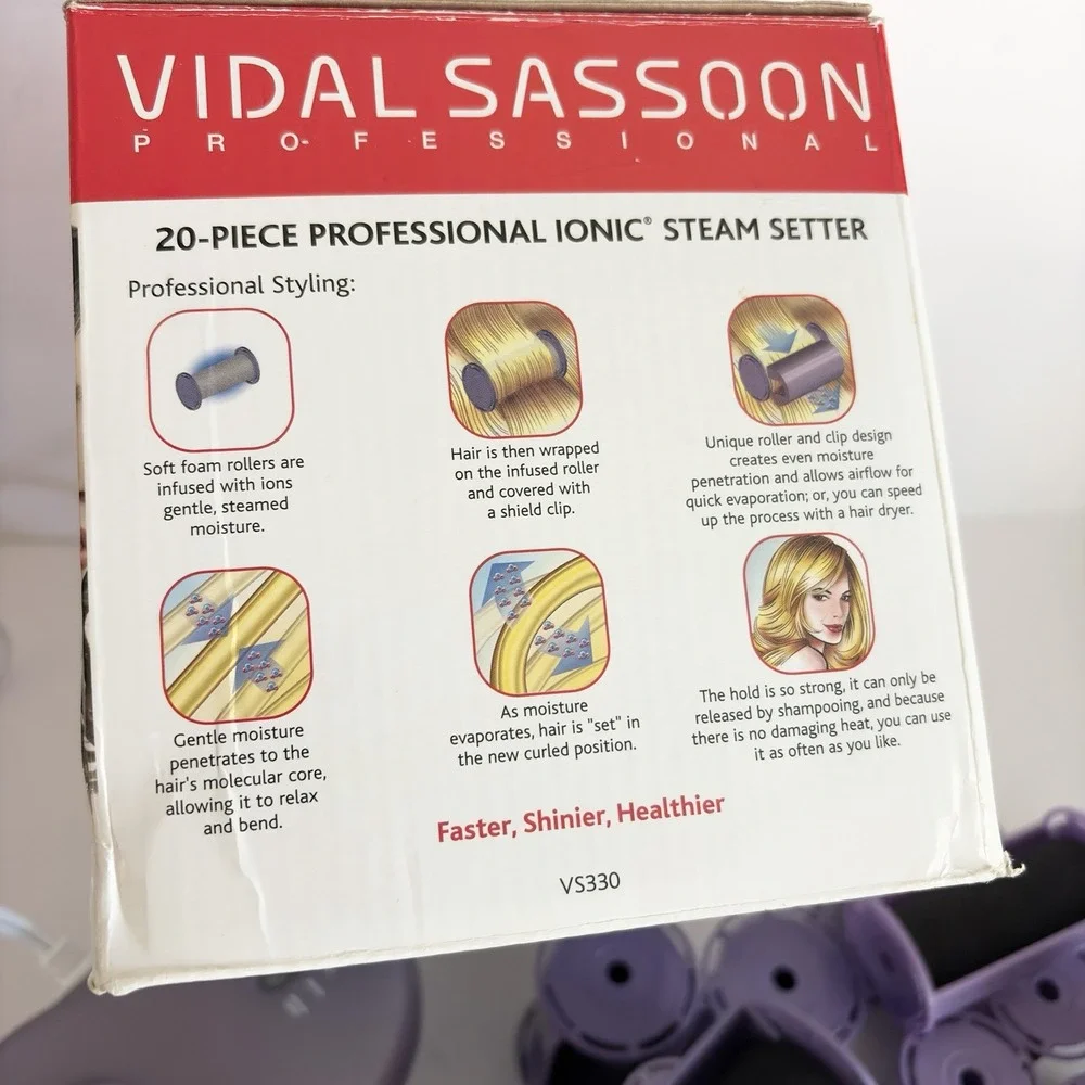 Vidal Sassoon VS330 Professional Ionic Steam Hair Setter 20 Pc Rollers Complete